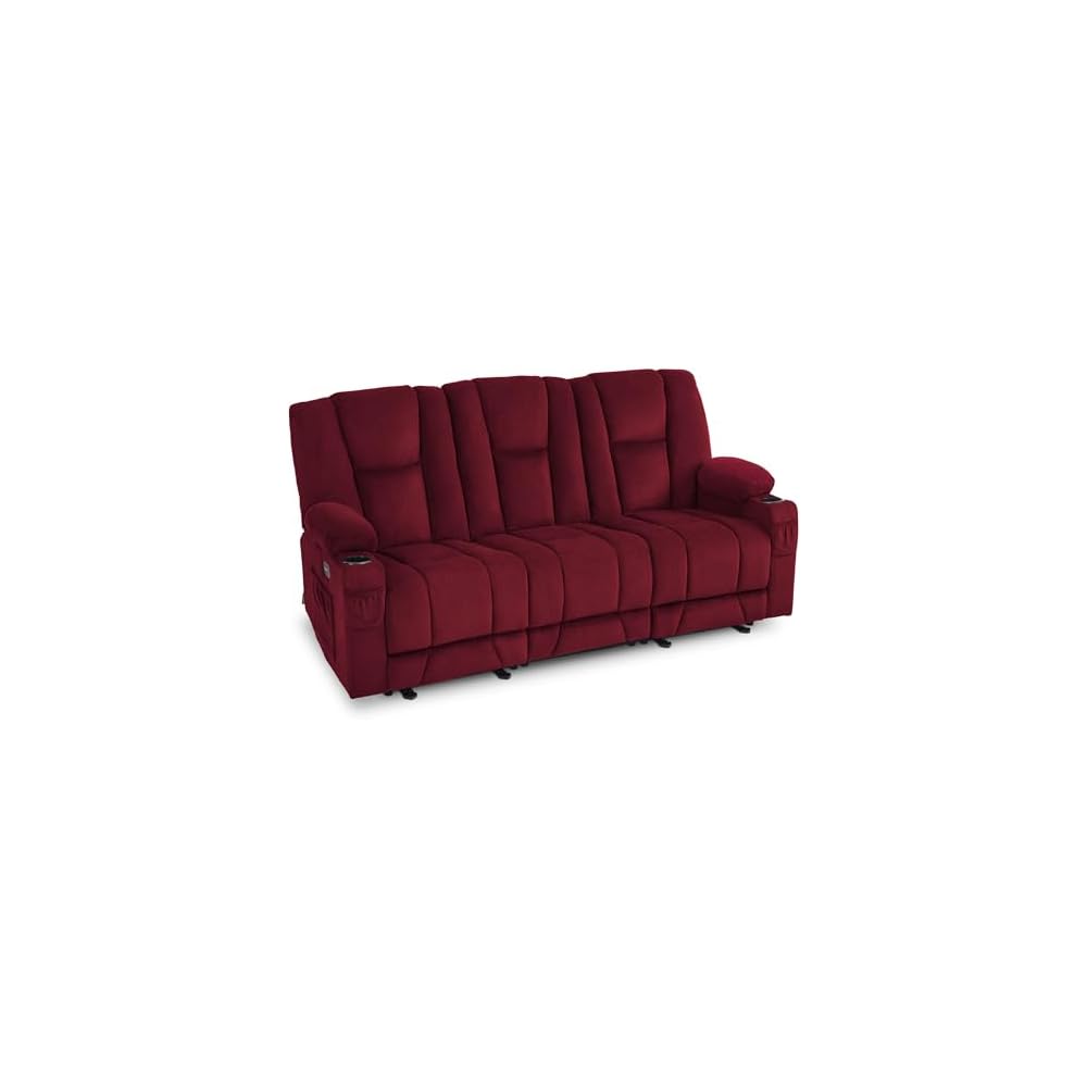 MCombo 81 in 3 Seater Reclining Sofa with Heat and Massage 6034M3 (Red)