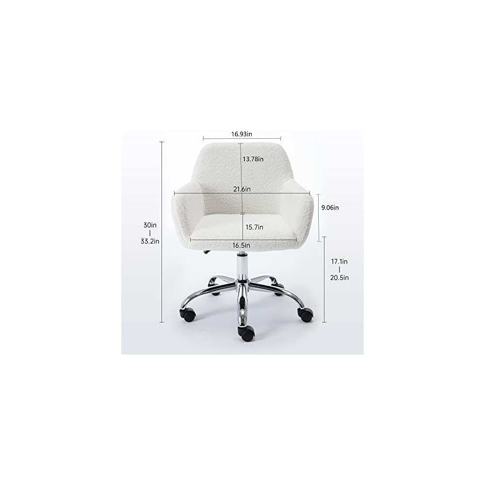 Faux Fur Home Office Chair,Fluffy Fuzzy Comfortable Makeup Vanity Chair,Swivel Desk Chair Height Adjustable Dressing Chair for Bedroom