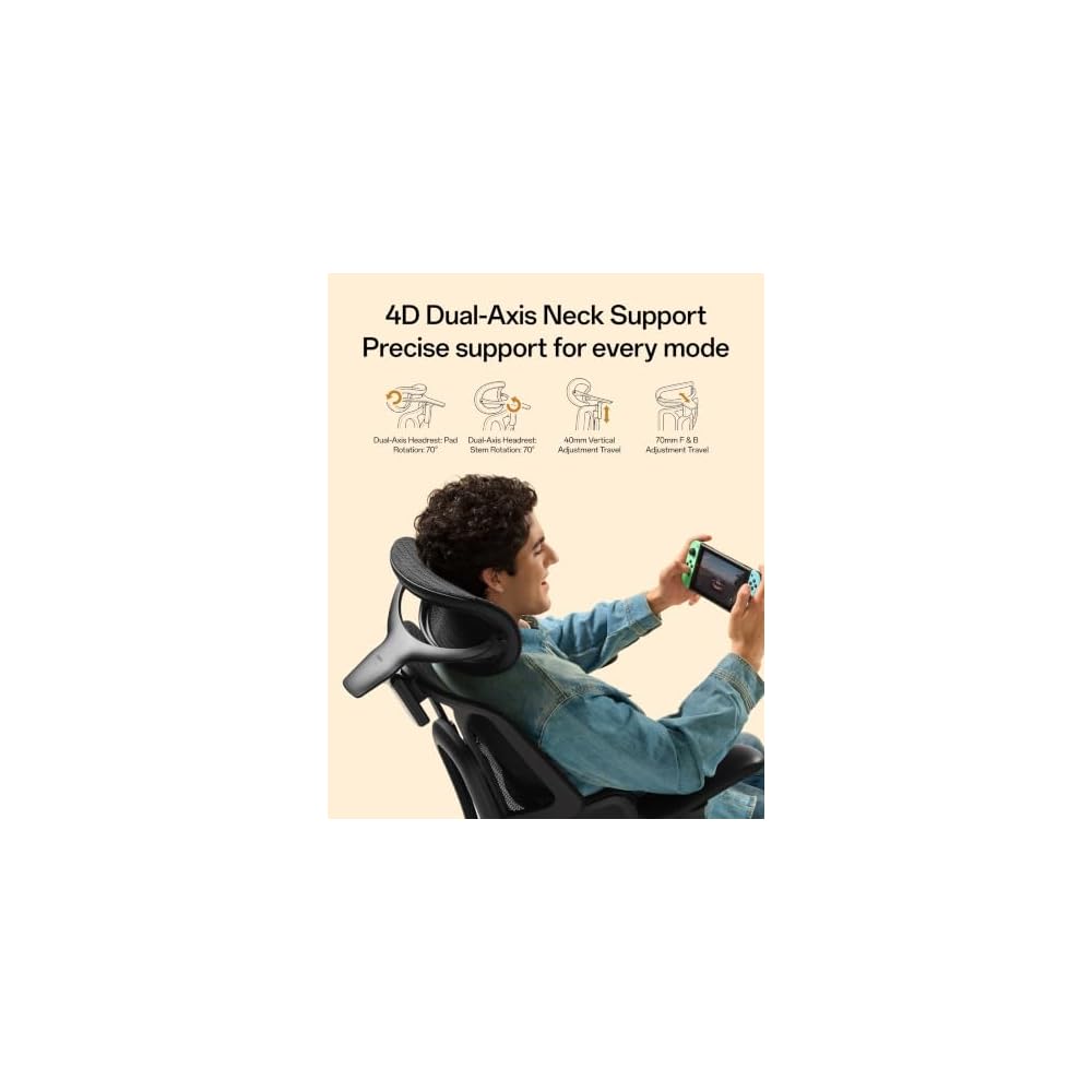 Hbada E3 Air Ergonomic Office Chair, 3-Zone Lumbar Support, Comfy Home Office Chair with Auto Recline, 4D Headrest & Armrests, 140° Tilt for Work & Relax, Obsidian Black