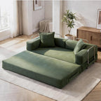 GRUSIGN 78" 5-in-1 Convertible Futon Sofa Bed, Boneless Corduroy, Green